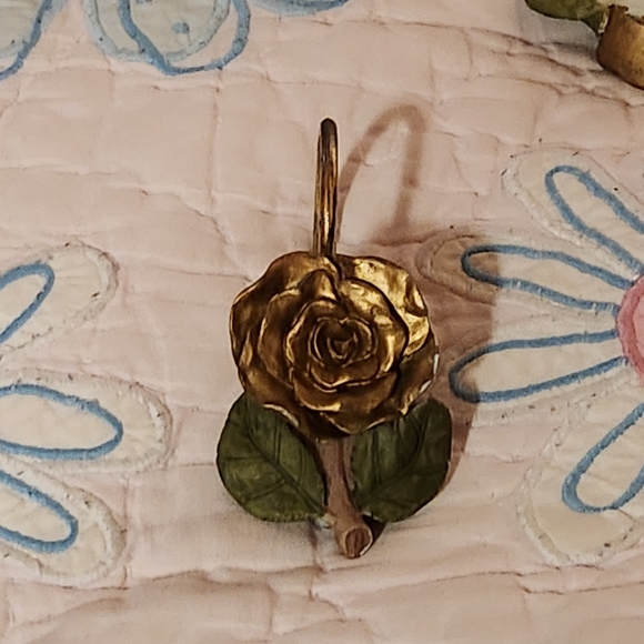 Other - Vintage hand painted resin Golden Rose Shower Curtain Hooks